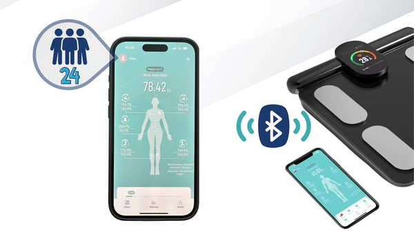 WOBELL våg med kroppssammansättningsanalys svart smart Bluetooth-anslutning med telefon