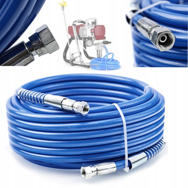 Slangesæt til sprøjtemalingspistol lavet af TPU-fiber 15 m blå + slangekobling GZ 1/4" til GZ 1/4"