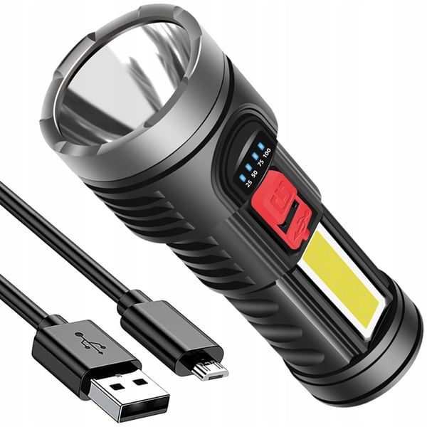 KRAFTIG GENOPLADELIG LED Lommelygte SPOTLIGHT