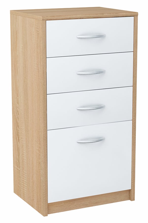 Byrå 45cm 4S vit-sonoma 4 lådor