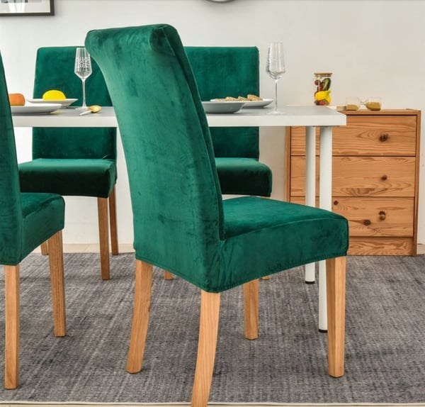 Paksu samettinen tuolinpäällinen, pullonvihreä