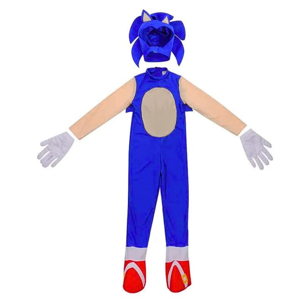Sonic kostume, udklædning, kigurumi, pindsvin, pindsvin, gallafest, børnehaveklasse 122-134