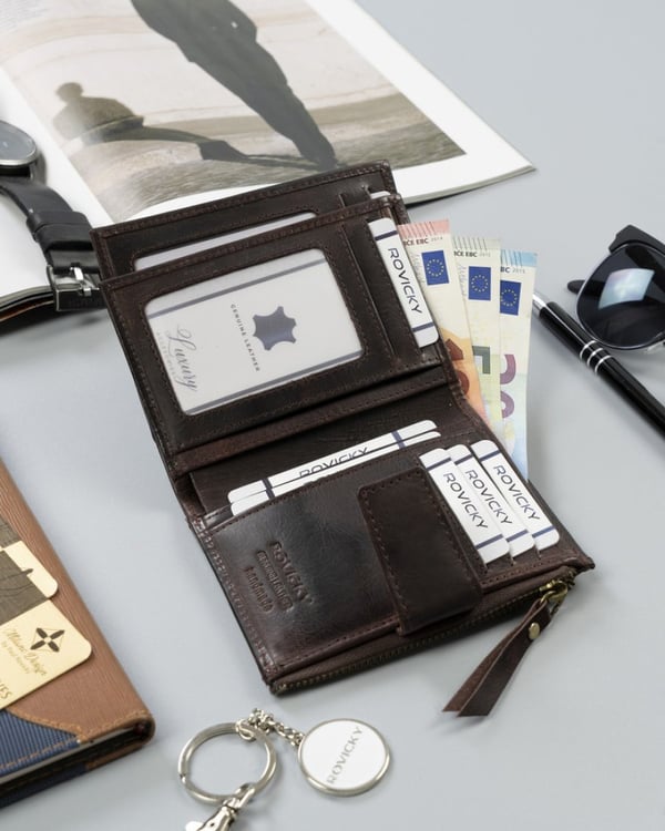 Herrplånbok i läder i retrostil - Rovicky