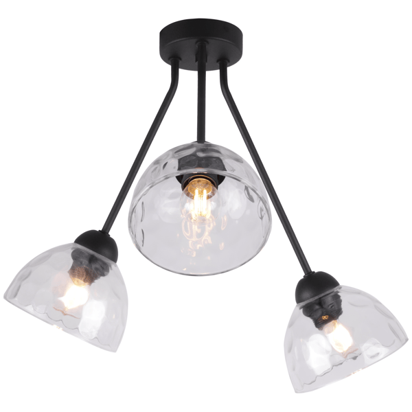 VENICE TRIO LOFTLAMPE, KLARE LAMPESKÆRME E27