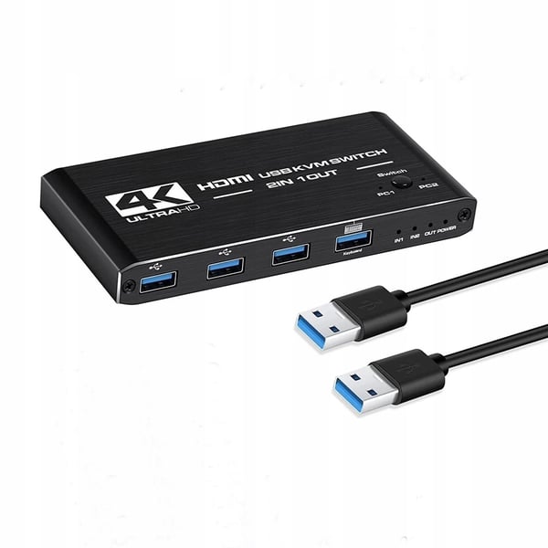 KVM-SWITCH HDMI 2.0 4xUSB 3.0-SWITCH 4K/60HZ 2 DATORER - 1 SKÄRM