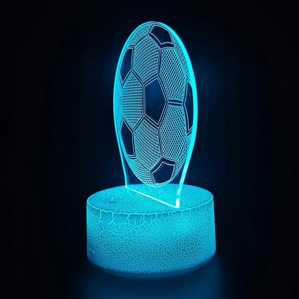 Nattbordslampa för barn fotboll 16 LED 3D med fjärrkontroll