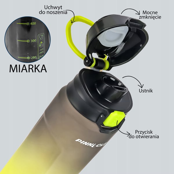 Pinnacle PHY-BL-1018 1L urheilujuomapullo kahvalla, musta