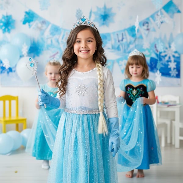 Elsa kostume kostume fest karneval prinsesse kjole pige gallafest
