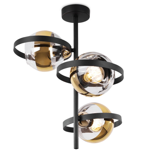 RONDA LOFTLAMPE SORT OG GULD 3-PLADS GYLDEN LAMPE E27