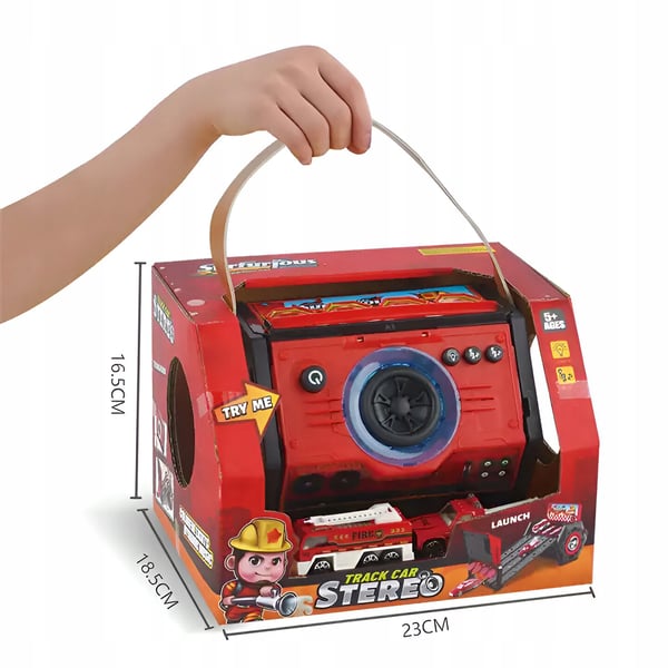 Nerförslutningsbana parkeringskatapulta stor set med 2 bilar
