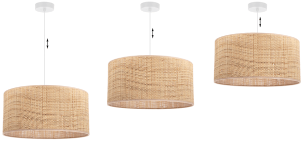 HVID RATTAN HÆNGELAMPE 1 FLAD RATTAN LAMPESKÆRM 45CM