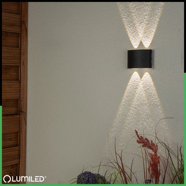 UBERO LUMILED ulkopuutarhavalaisin, 4 W LED IP54, ylä-/alaosa, julkisivuseinävalaisin