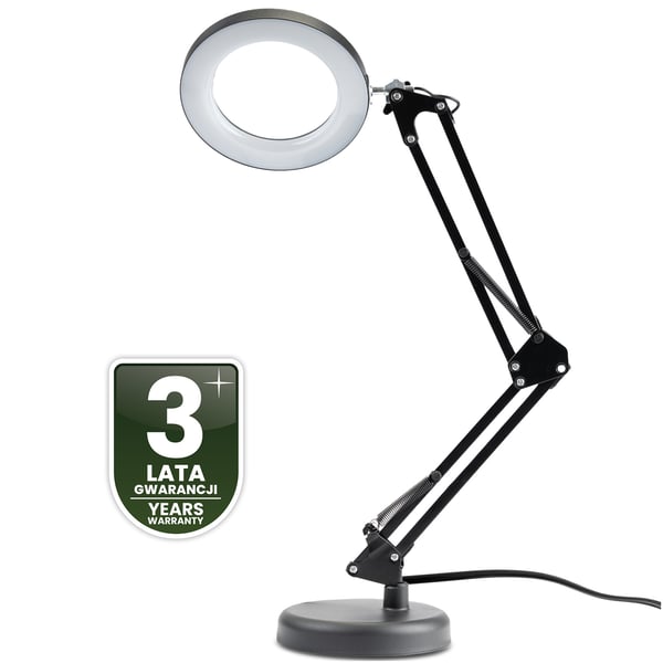 Skrivbordslampa LED 8W CCT ritning bordlampa 3x glasförstoring lupa LUCA 2 svart LUMILED