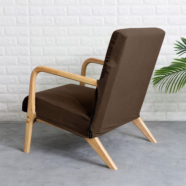 Finka-nojatuolin päällinen, suomalainen ruskea jacquard