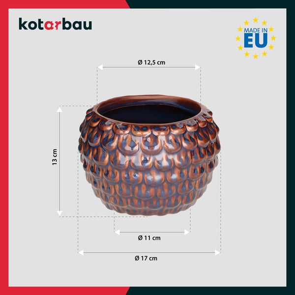 Kotarbau® 2 kpl taiteellinen kukkaruukku 17 cm ruskea kansi vintage hiutalekeräys käsintehty ruukku kukille ja yrteille