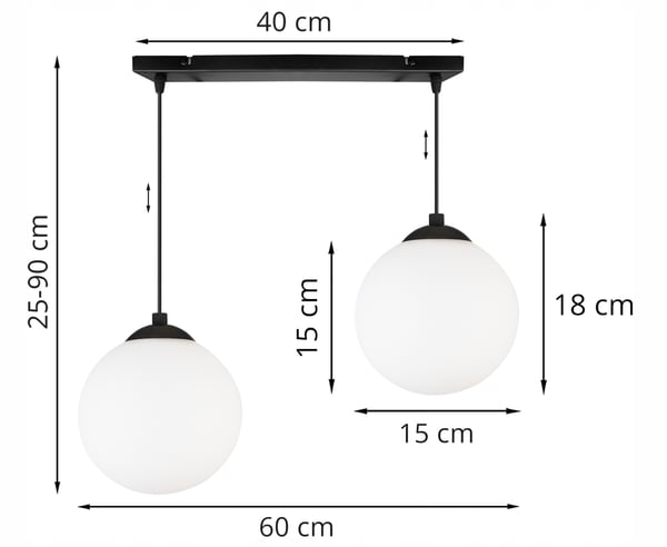 Kattovalaisin, nauhamainen, pallo, musta, LED, 15 cm