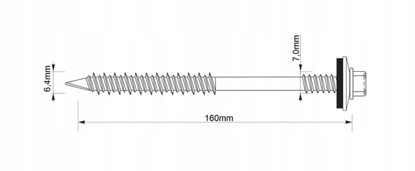 SP A19 skruer 6,4/7,0x160mm galvaniserede