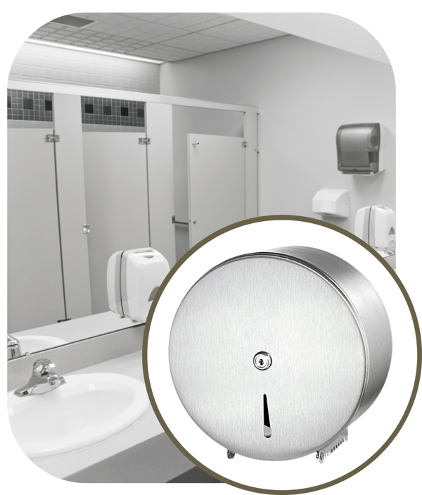 Maxi-wc-paperiannostelija, ruostumatonta terästä
