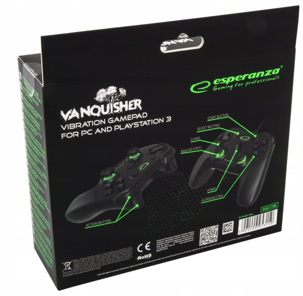 Gamepad PS3/PC USB Esperanza "Vanquisher" svart
