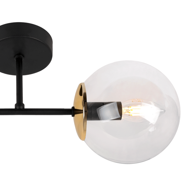 SIENA SORT OG GULD VÆGLAMPE 1 FLAD KLAR LAMPE E14