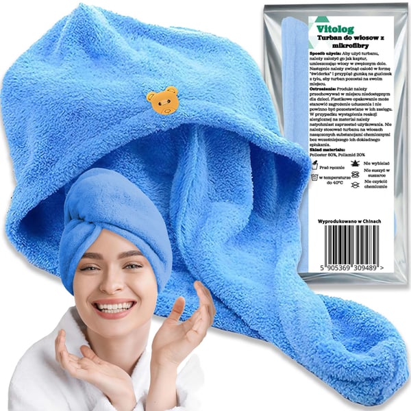Mikrofiber hurtigttørrende hårtørrende turbanhåndklæde stor