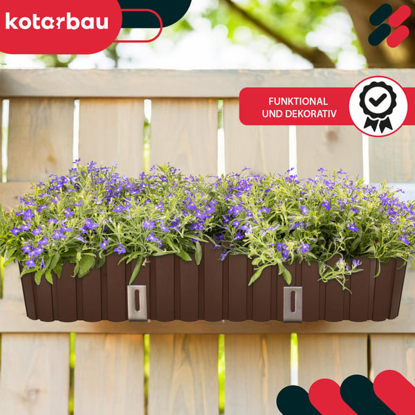Oval urtepottekasse til altan terrasse rustik brun 600 mm