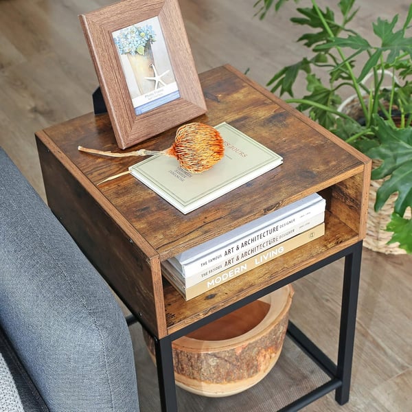 Songmics - Sofabord, Natbord til seng, Sofa, til blomster, 3 hylder, Firkantet