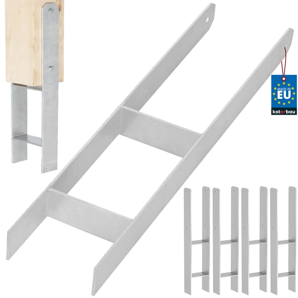 KOTARBAU® H-søjlefundament til indstøbning, konsol, galvaniseret stålankare, 140 mm, 4-pak