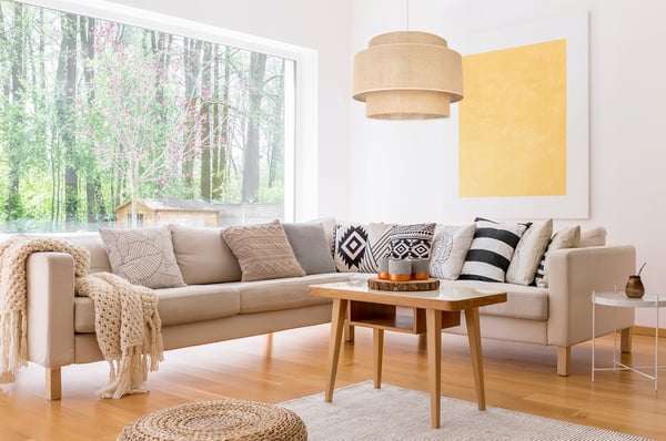 Hængende lampe, loftslysekrone, lampeskærm, boho juta