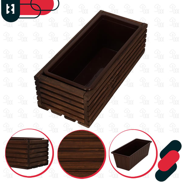 KOTARBAU® träterrashylla med insats brun 44 x 20 cm