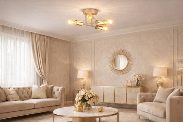 Robi taklampa beige 6xE27 50 cm