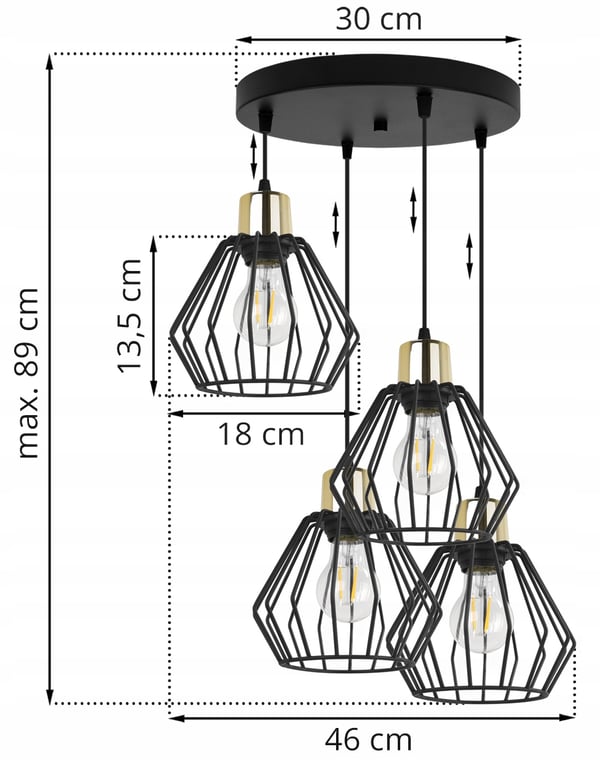 Hængelampe, loftslysekrone, trådskærm, LED