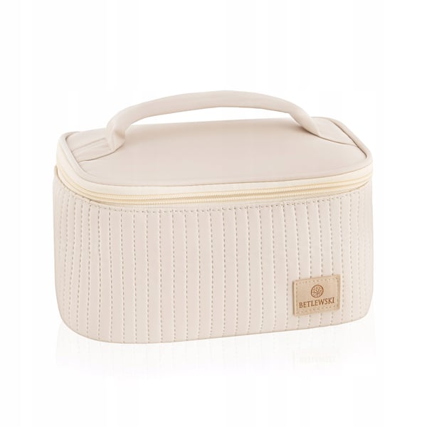 BKP-12 beige Suorakaiteen muotoinen tikattu kosmetiikkalaukku Stella BKP-12 beige Suorakaiteen muotoinen tikattu kosmetiikkalaukku Stella