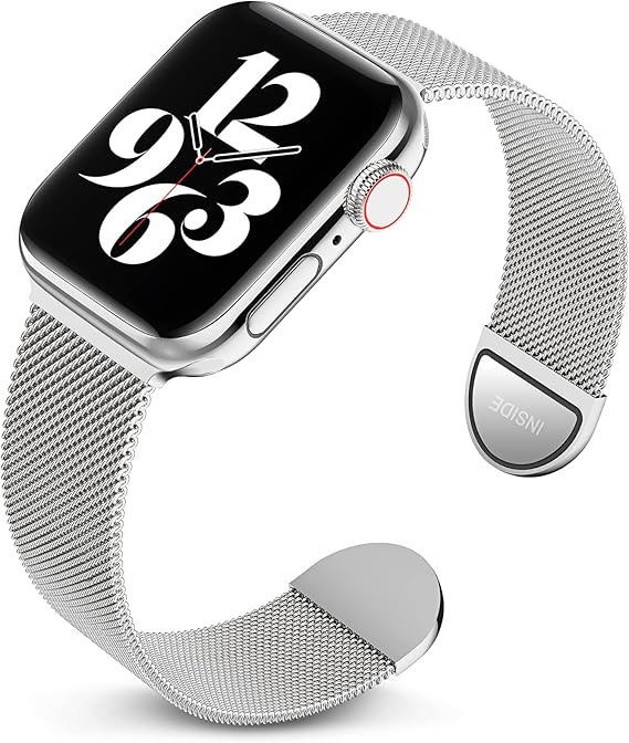 Apple Watch -ranneke 1/2/3/4/5/6/7/8/9/10/SE 42/44/45 Hopeanvärinen Teräs
