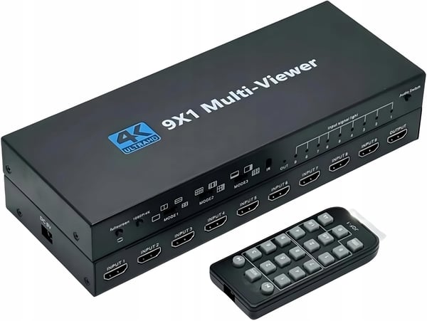 HDMI 9x1 MULTI VIEWER SWITCH 9x1 Splitter 4K FJERNBETJENING