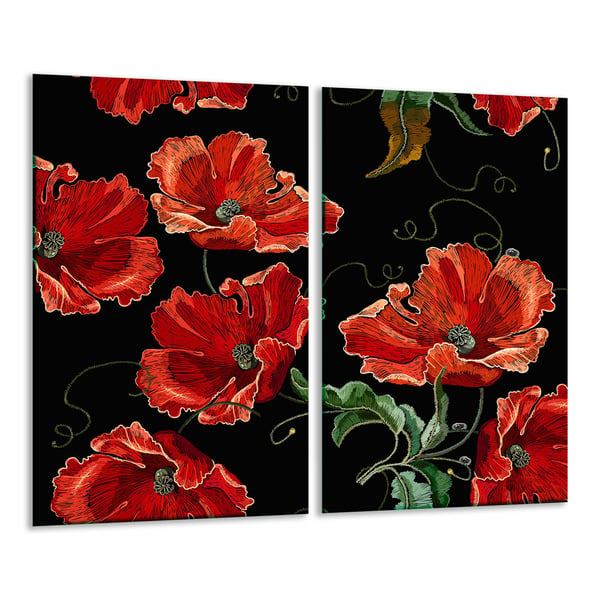 TMK ArtDeko Glas skärbräda 2x 30x52 blommor