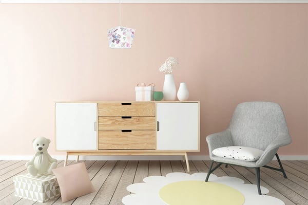 Lofthængende lampe med loftskrone og edderkopskærm
