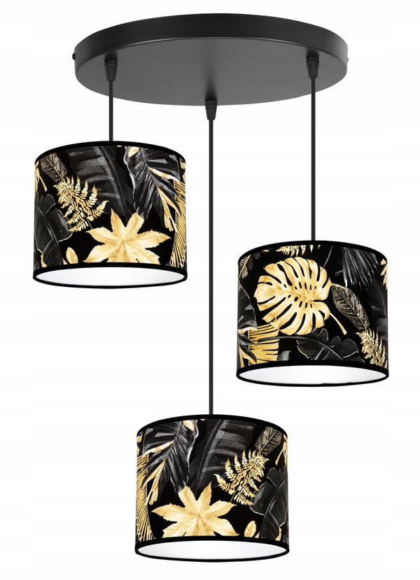Lofthængende lampe, lampeskærm, gyldne blomster, LED