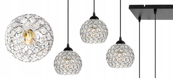 Kromhængende lampe med LED-krystal til loftet