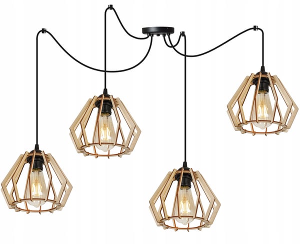MODERN LED-TAKLAMPA I TRÄ