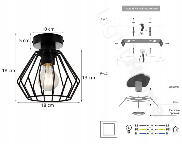 LOFTTAKLAMPA DIAMANT EDISON RETRO LED