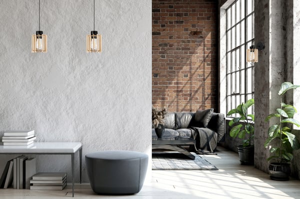 VÆGLAMPE, FIRKANTET LAMPE, LOFTSLAMPE, TRÆSKÆRM, LED