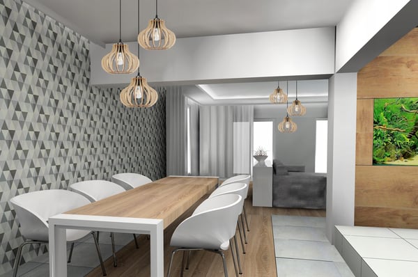 Hængende lampe, loftslysekrone, træ, LED lampeskærm