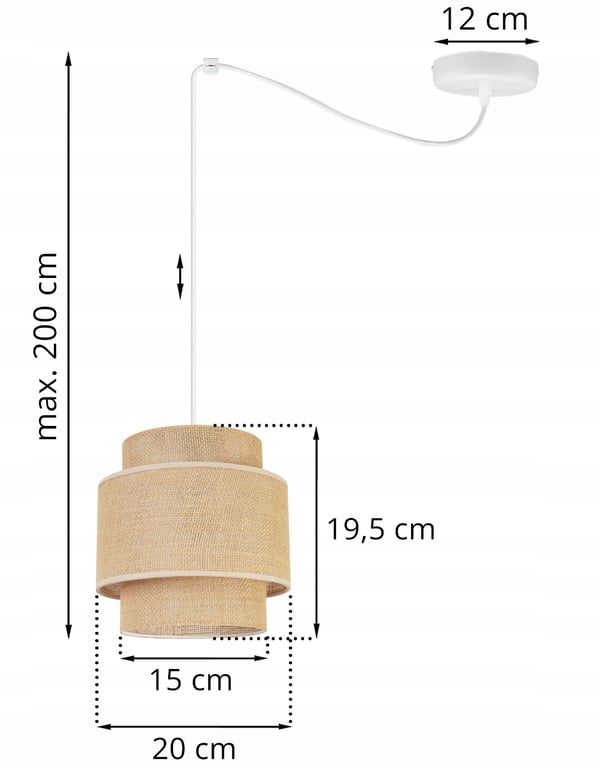 Hængende lampe, loftslysekrone, lampeskærm, boho juta