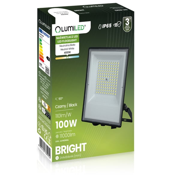 LED-arbetslampa utomhus BRIGHT 100W 11000lm 4000K vattentät IP65 LUMILED