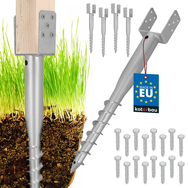 Kotarbau® Teräksinen U-muotoinen ankkuritolppa aitoihin, huvimajoihin, 101 x 720 mm, 4 kpl:n sarja