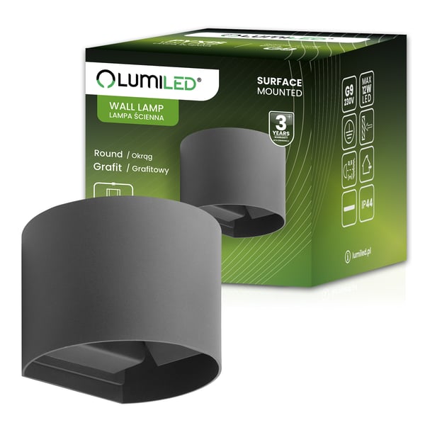 Havevæglampe LED G9 Justerbar Rund Top Bund Grafit PYXIS LUMILED