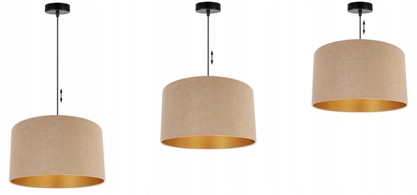 HÆNGENDE LAMPE LOFTSKRONE GYLDEN FLØJLSSKÆRM