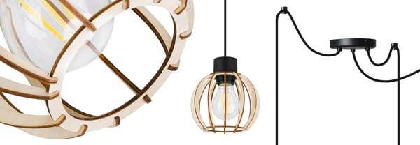 MODERN LED-TAKLAMPA I TRÄ