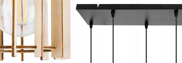 Hængende lampe, loftslysekrone, træ, LED lampeskærm